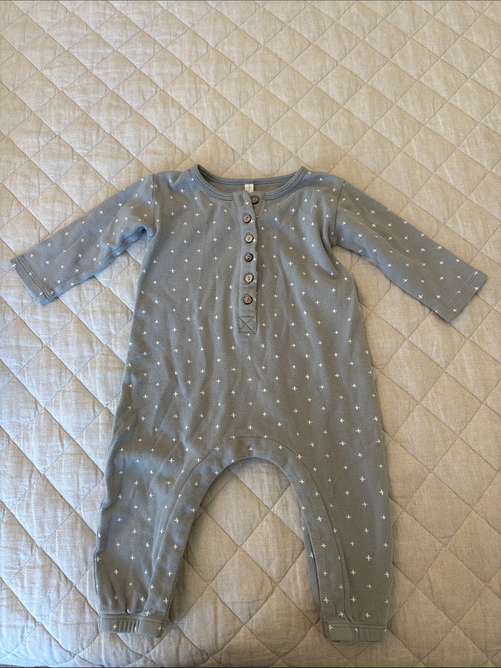Quincy Mae Grey One-Piece Romper with White Star Print
